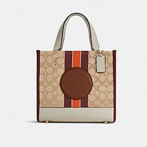 REDUCED- COACH DEMPSEY TOTE 22 In Jacquard W/ Stripe and Coach Patch - NWT!